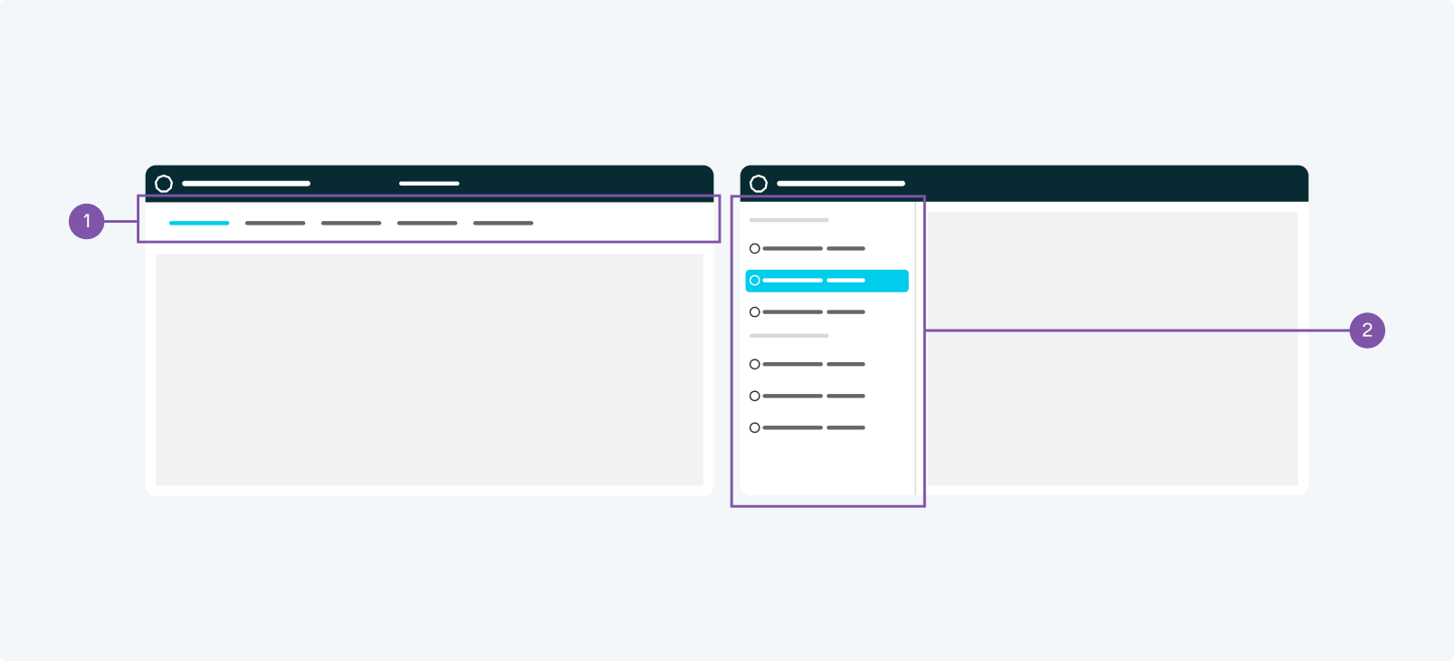Navigation tabs or sidebar