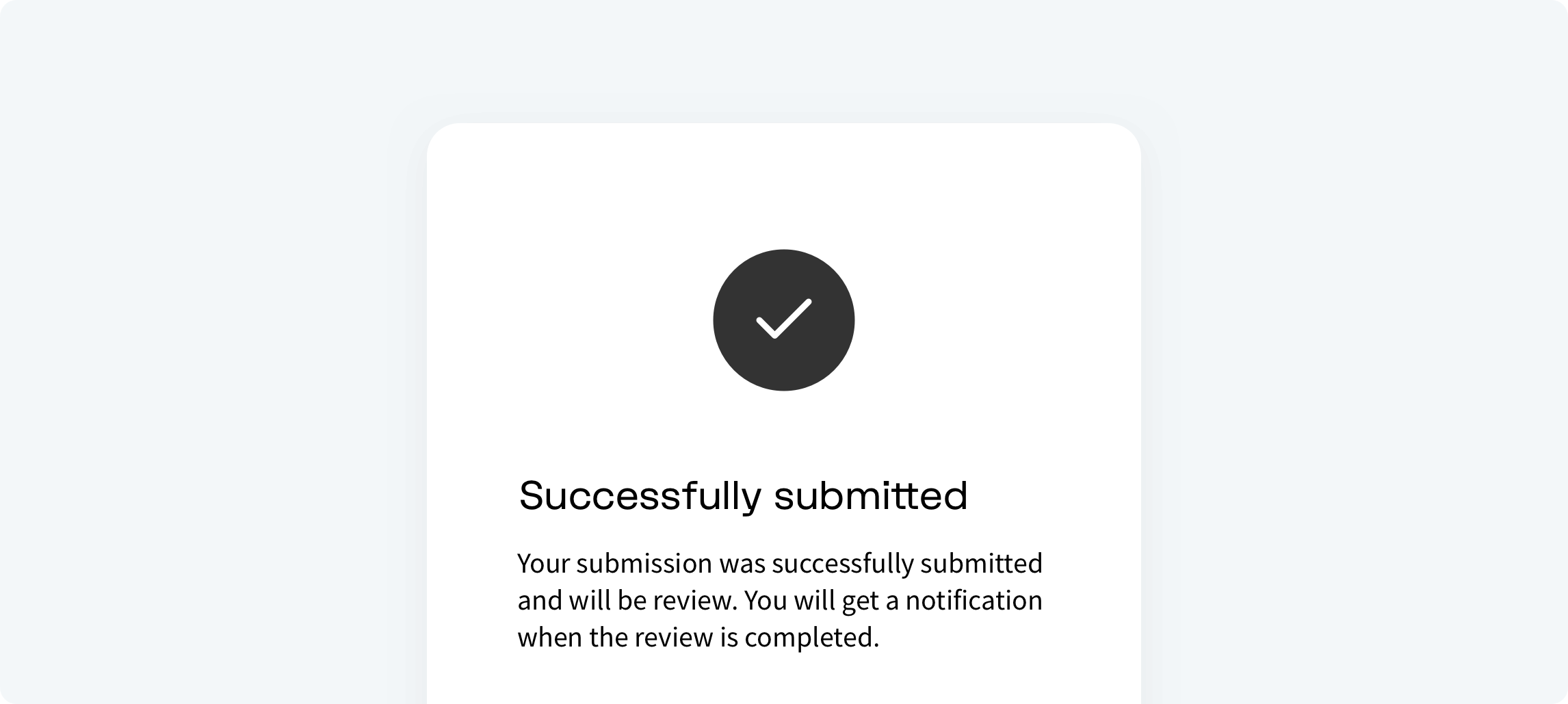 Example for success notification as a end message